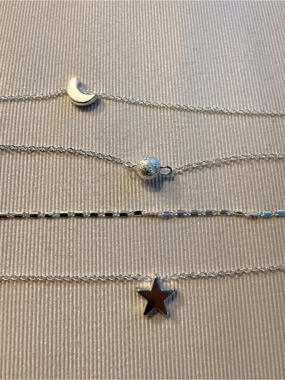 Silver Celestial Layered anklet Set - Moon & Star